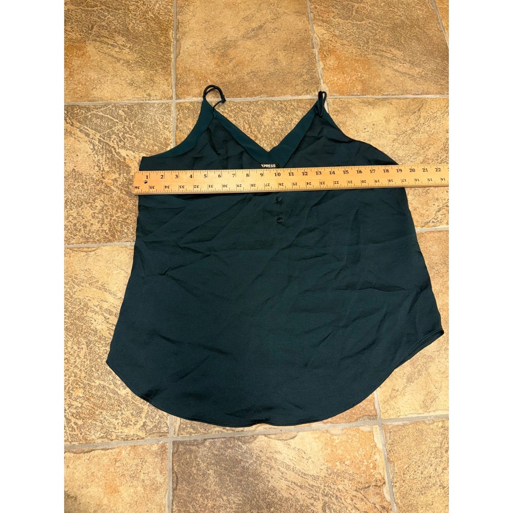Express Womens Forest Green Satin V-Neck Cami Top Adjustable Straps Size M - Picture 3 of 4